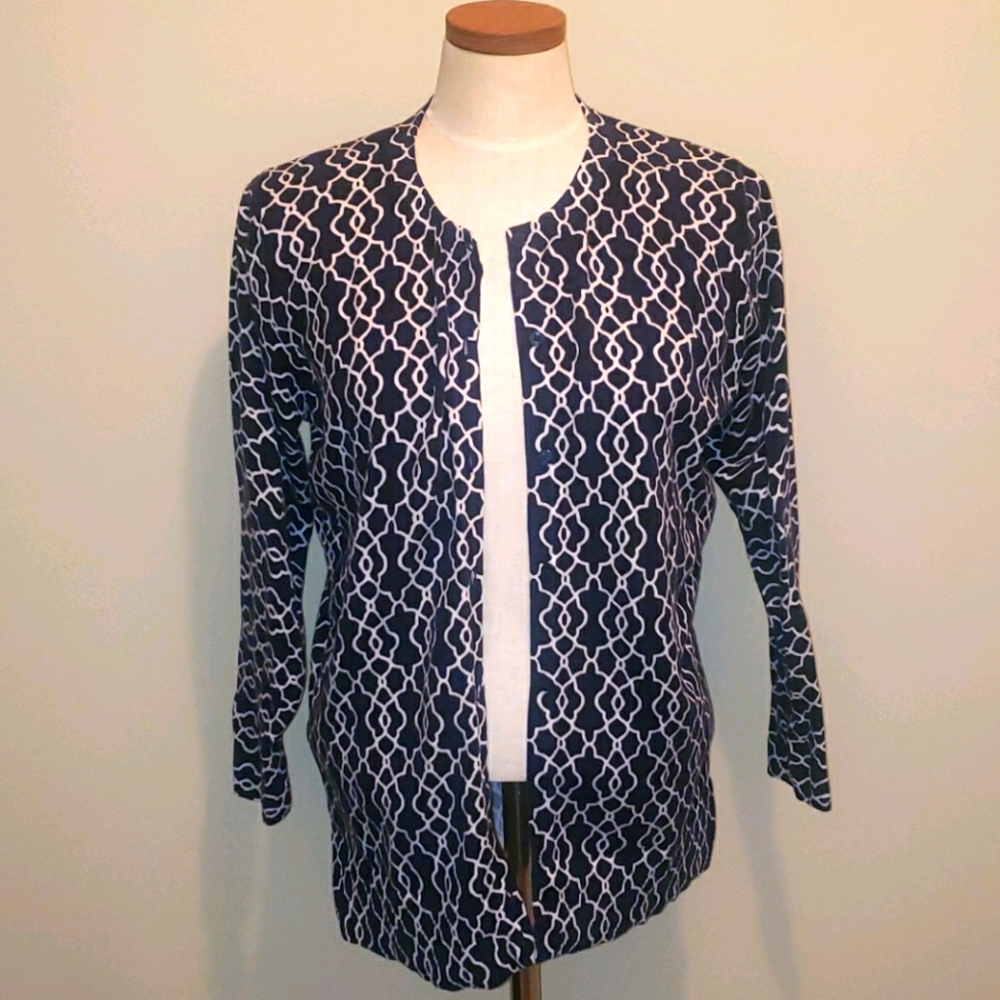 Merona Navy White Button Down Cardigan Sweater XL